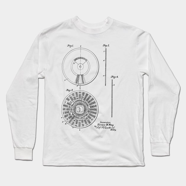 Perpetual Calendar Vintage Patent Hand Drawing Long Sleeve T-Shirt by TheYoungDesigns